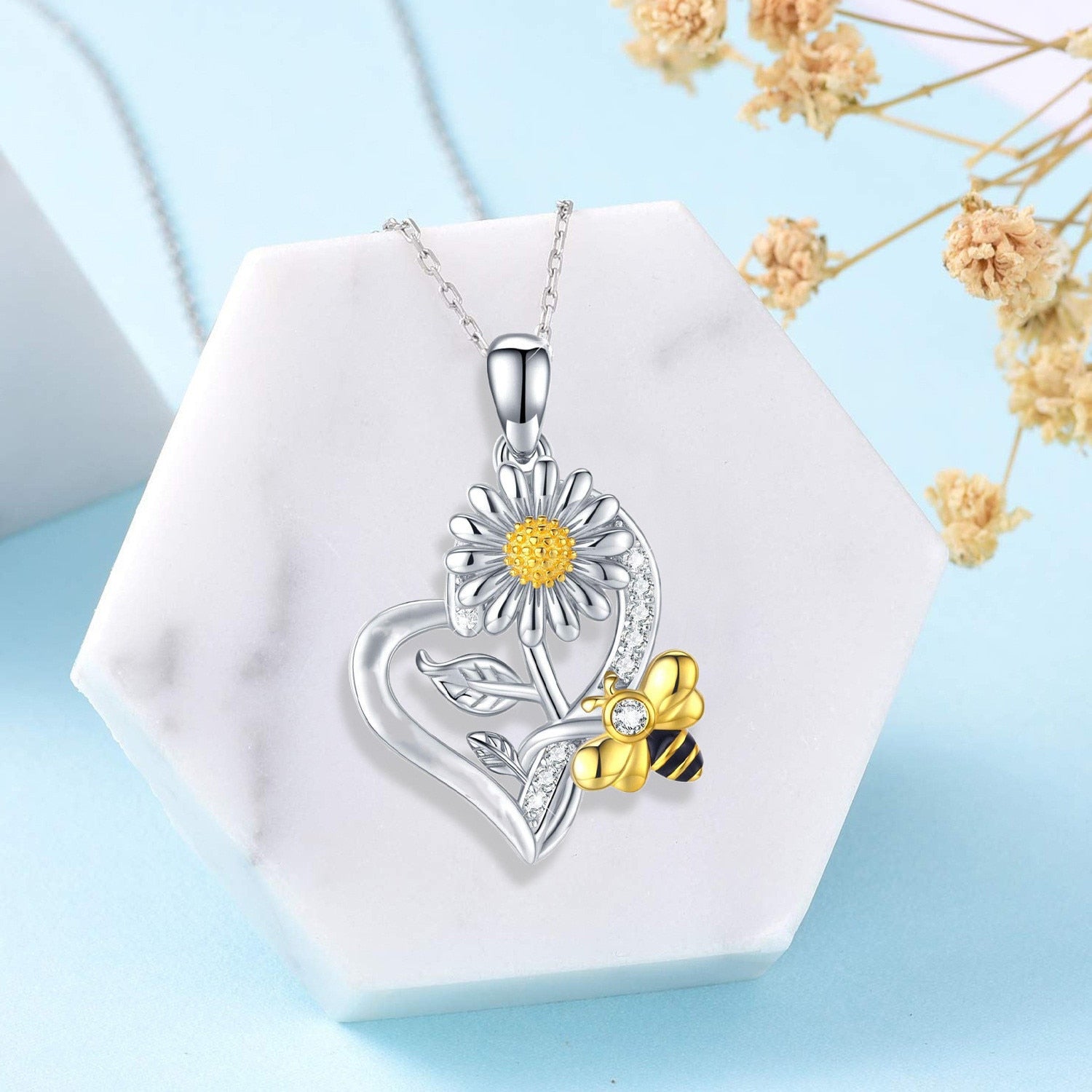 Rose Valley Sunflower Pendant Necklace for Women Bee Pendants Fashion Jewelry Girls Gifts YN057 - Charlie Dolly