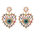 JUJIA Trendy Ethnic Love Heart Shape Evil Eye Drop Earrings For Women Vintage Statement Crystal Dangle Earring Jewelry Gift - Charlie Dolly