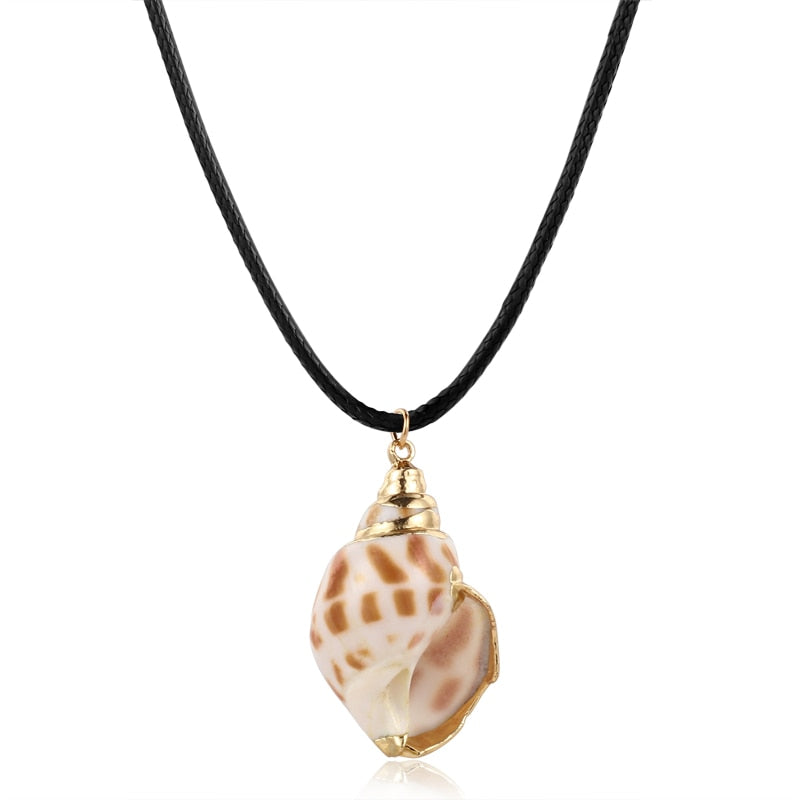 Hesiod Antique Gold Color Chain Summer Beach Jewlery Starfish Shell Pendant Necklace for Women - Charlie Dolly