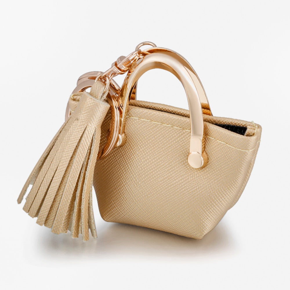 ZG Small Bag Keychain Mini Coin Purse Gray Pink Blue Red Decoration Key Chains PU Leather Bag Storage Pendant Fashion Jewelry - Charlie Dolly