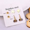 Stainless Steel Earrings Small Cute Butterfly Star Moon Heart Stud Earrings Set Punk Piercing Earing Women's Minimalist Jewelry - Charlie Dolly