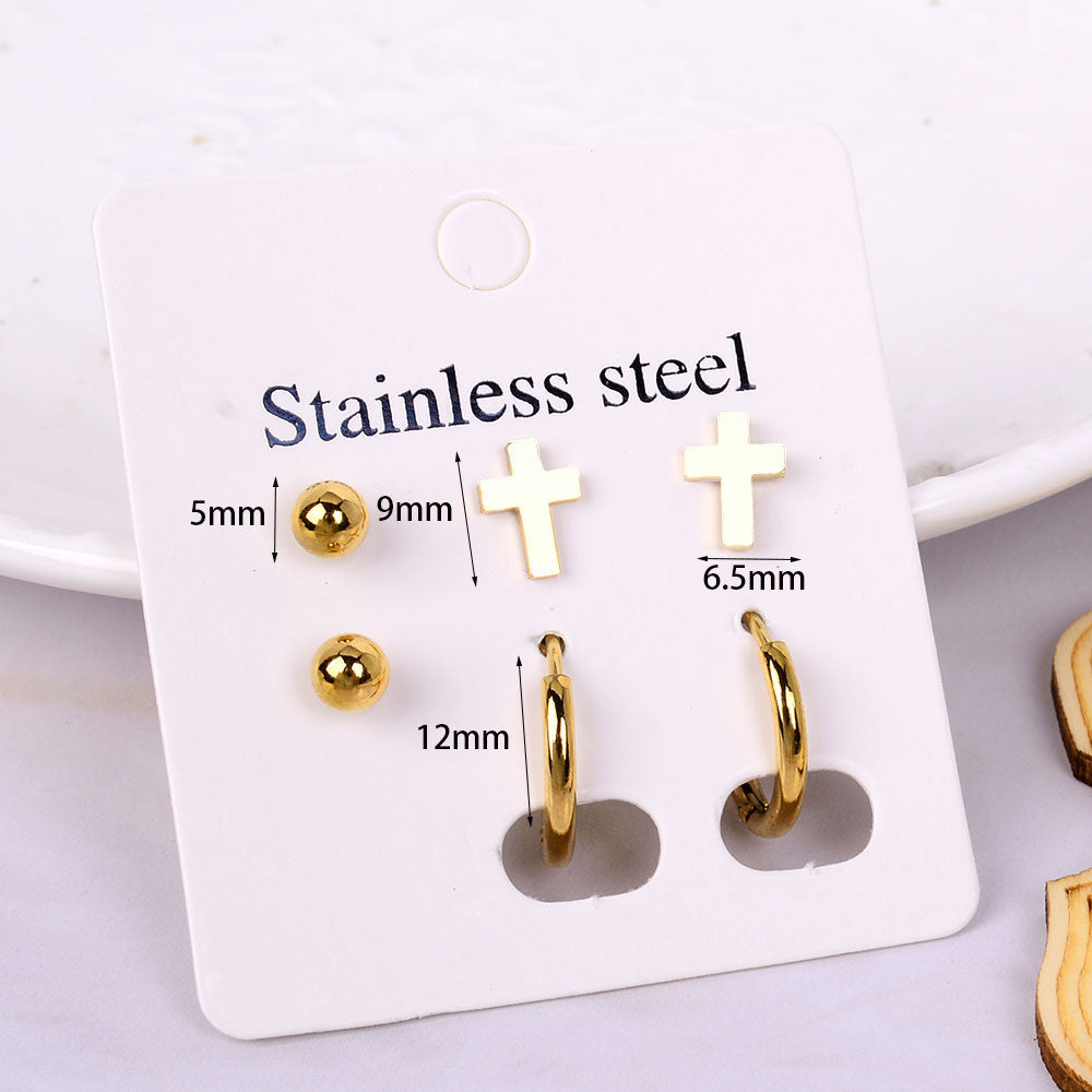 Stainless Steel Earrings Small Cute Butterfly Star Moon Heart Stud Earrings Set Punk Piercing Earing Women's Minimalist Jewelry - Charlie Dolly