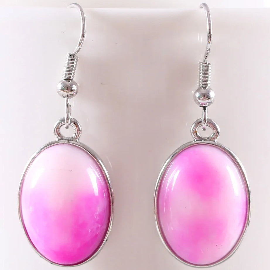 White Opal Lapis Cabochon Drop Earrings Jewelry