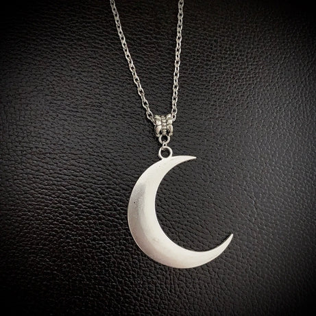 Crescent Moon Pagan Necklace, Viking Celtic Luna Witch Pendant
