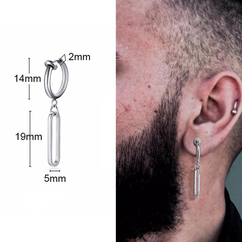 IRREGULAR TRIANGLE LONG CHAIN CUFF EARRING FOR MEN UNISEX JEWELRY ROCK THE COOLEST CONCH HOOP CLIP PIERCING WITHOUT PIERCING - Charlie Dolly