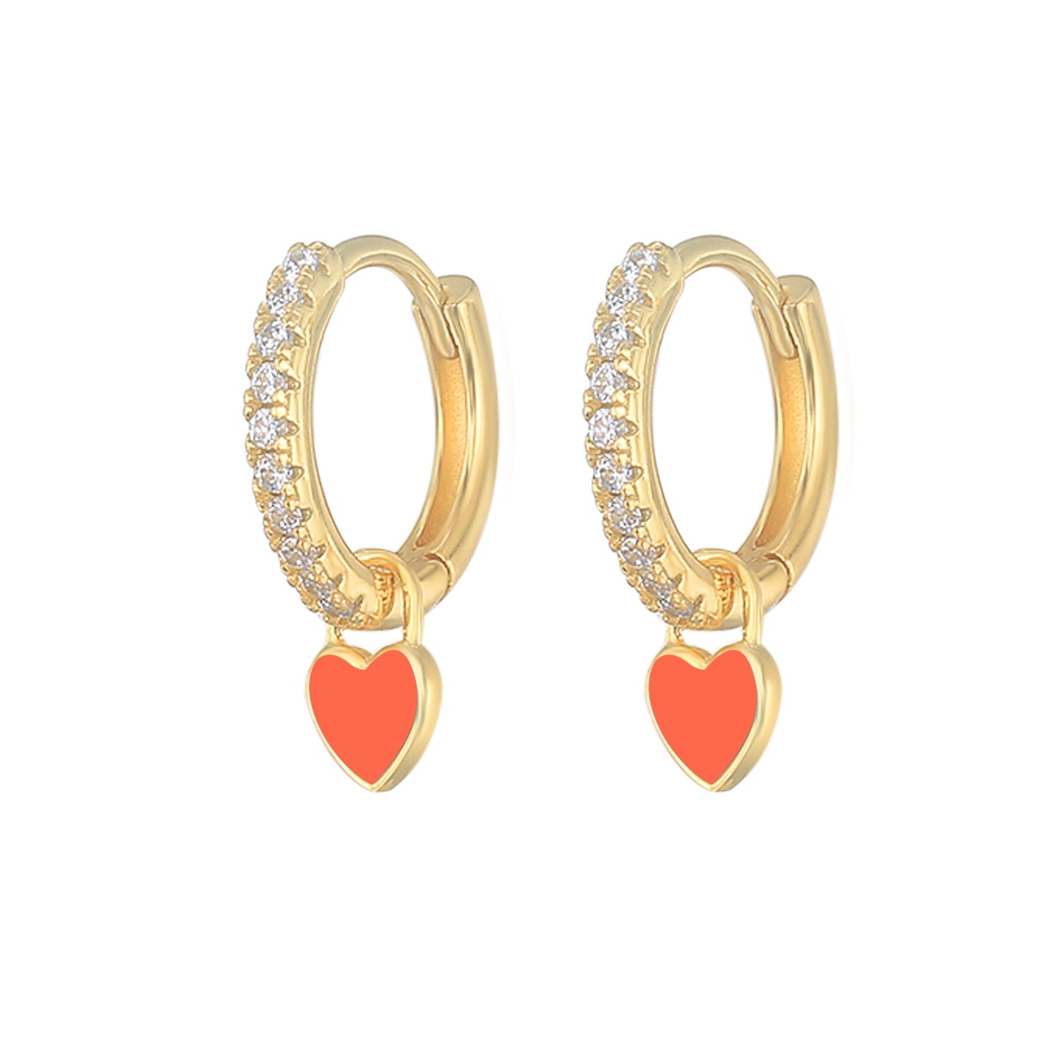 Aide Silver Color Hoop Earrings With Cute Candy Neon Color Enamel Heart Charm Drop Earring Gold Color For Girls Party Jewelry - Charlie Dolly