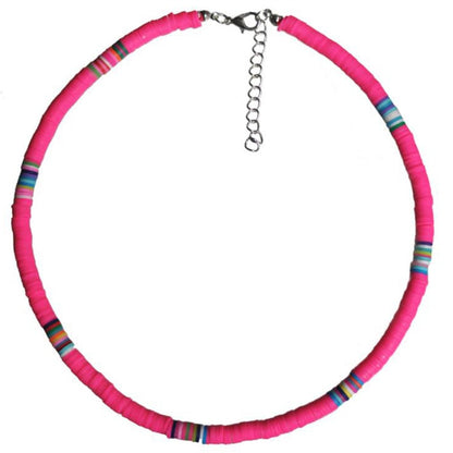 6MM Punk Polymer Clay Necklace Soft Pottery Choker Necklace Colorful Surfer Beads Collar Handmade Femme Jewelry Gifts