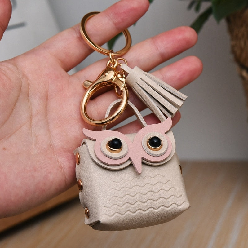 Cute Animal Creative Leather Owl Coin Purse Keychain Trend Car Key Pendant Cute Bag Small Ornament Key Chains For Women Purses - Charlie Dolly