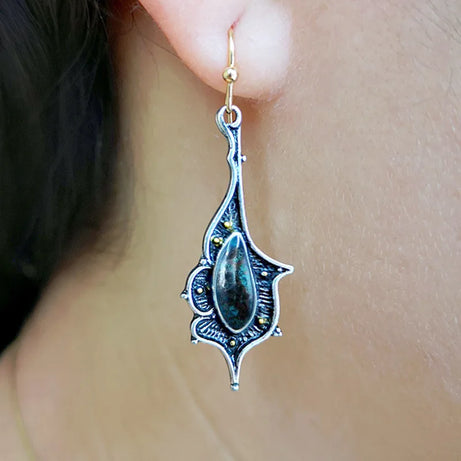 Green Enamel Coconut Leaf Pearl Drop Earrings Jewelry