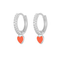 Aide Silver Color Hoop Earrings With Cute Candy Neon Color Enamel Heart Charm Drop Earring Gold Color For Girls Party Jewelry - Charlie Dolly