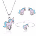 4pcs/set Necklace Earrings Cartoon Unicorn Necklace Earring Jewelry Pink Girls Gift Jewelry Jewelry  Earring and Necklace Set - Charlie Dolly