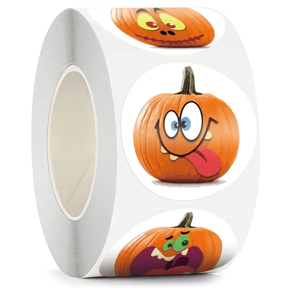 50-500pcs Halloween Stickers Round Self Adhesive Label Paper Candy Bags Stickers Package Seal Gift Packaging Sealing Crafts - Charlie Dolly