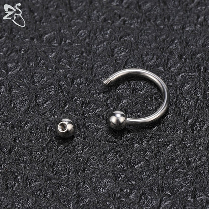 ZS 5 Pcs/lot Stainless Steel Nose Ring Spike Nose Piercings Helix Ear Piercing For Women Men Septum Rings Body Piercing  Jewelry