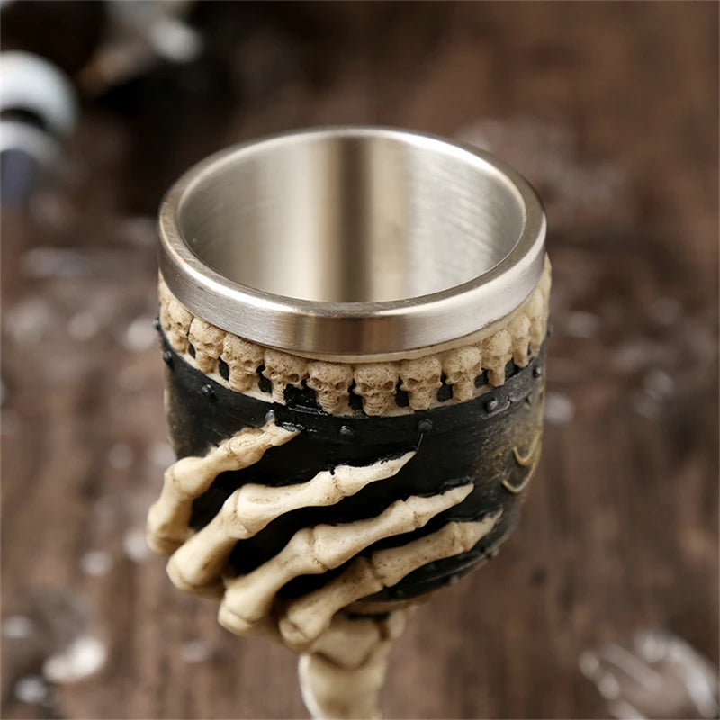 180ml Retro Horn Skull Resin Beer Mug Stainless Steel Skull Knight Halloween Coffee Cup Viking Tea Mug Ceramic Tiki Mug - Charlie Dolly