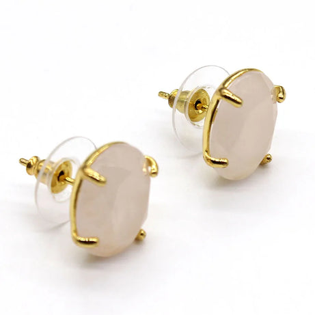 Crystal Stud Earrings for Women Girls Waterdrop Round Oval Shape Natural Lapis Lazuli Amethyst Faceted Stone Earring Jewelry - Charlie Dolly
