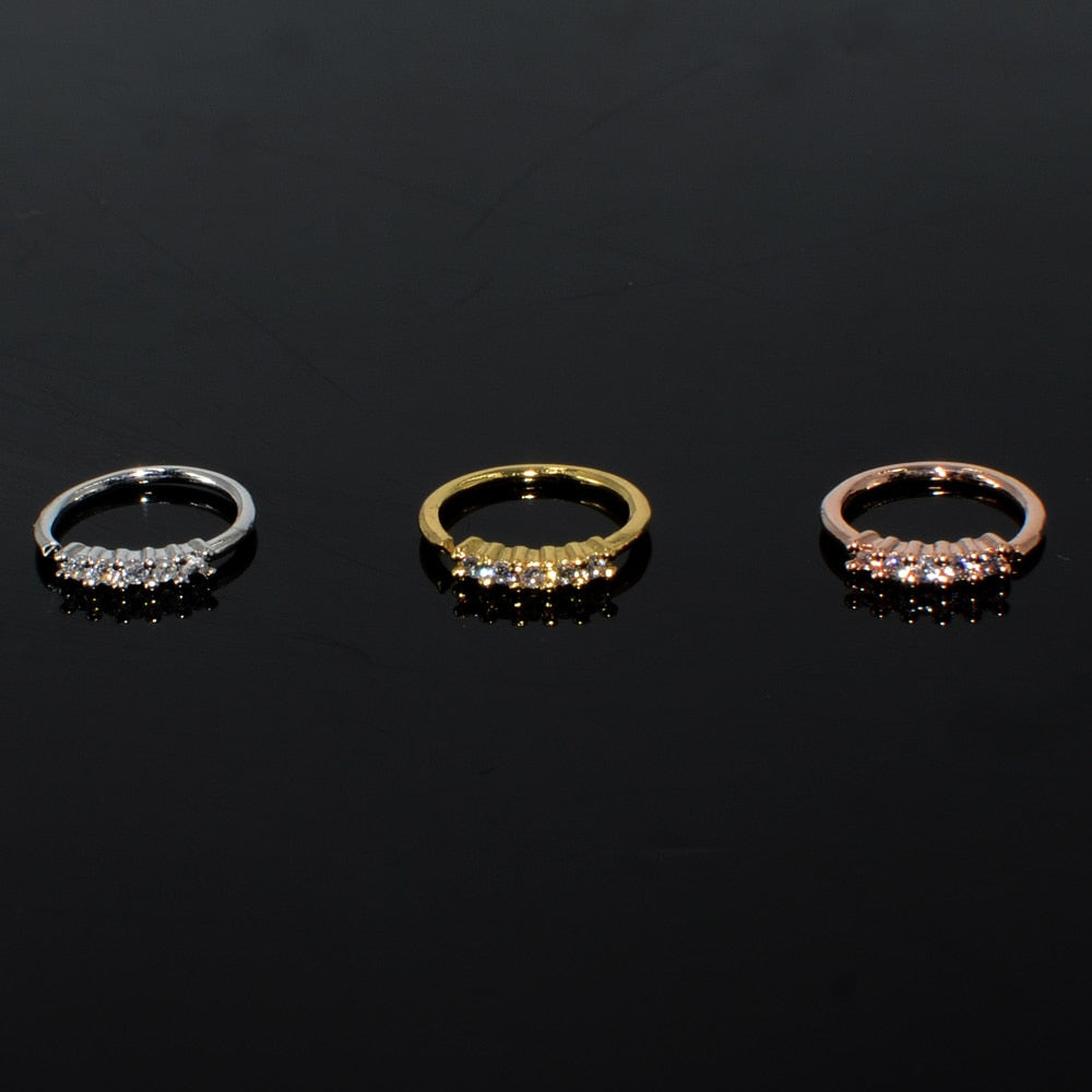 3PCS/Lot Nose Bendable Cz Ear Hoop Rings Nostril Zirconia Nose Ring Tiny Flower Helix Cartilage Body Piercing Jewelry 20G - Charlie Dolly