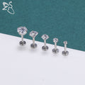 ZS 6 Pcs/Lot 16G Stainless Steel Labret Lip Piercing Set 3/4/5/6MM CZ Crystal Ear Cartilage Tragus Helix Conch Piercings Jewelry - Charlie Dolly