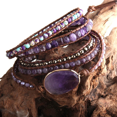 Mixed Natural Stone Wrap Bracelet