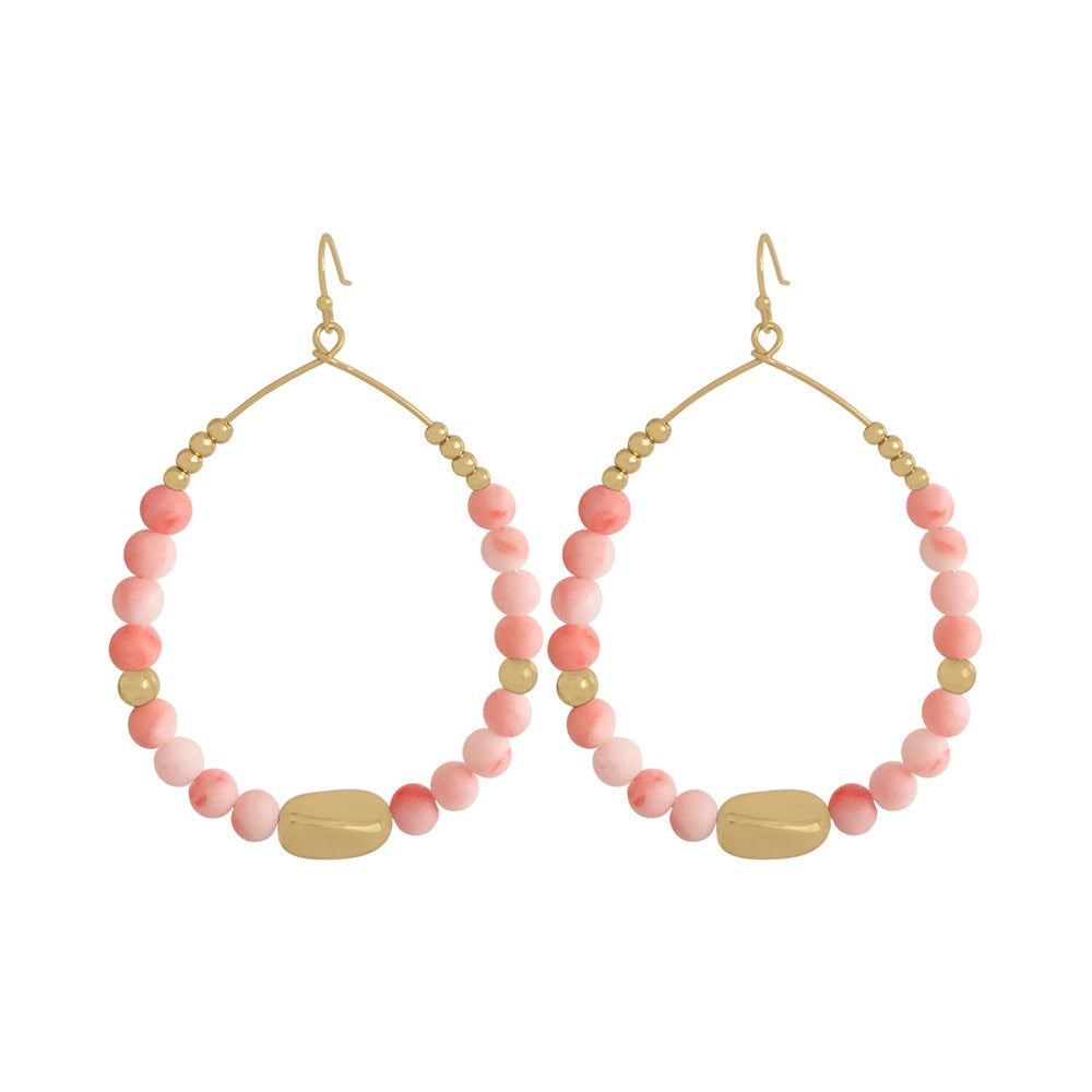 Bohemian Color Bead Hyperbol Earrings For Women 2021 Trend Gradual Acrylic Vintage Hanging Earrings Fashion Female Party Jewelry - Charlie Dolly