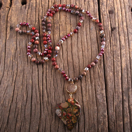 Fashion Bohemian Jewelry Boho Gift Natural Stones With Druzy Links Heart Stone Pendant Necklaces For Women - Charlie Dolly