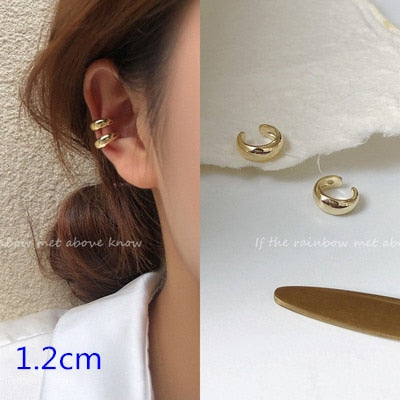 Korean Zircon Small Ear Cuff Set Ear Clips Vintage Gold Color Earcuff Cute Cartilage No Pierced Clip Earrings Women's Jewelry - Charlie Dolly