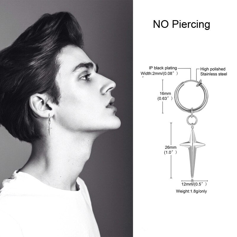IRREGULAR TRIANGLE LONG CHAIN CUFF EARRING FOR MEN UNISEX JEWELRY ROCK THE COOLEST CONCH HOOP CLIP PIERCING WITHOUT PIERCING - Charlie Dolly