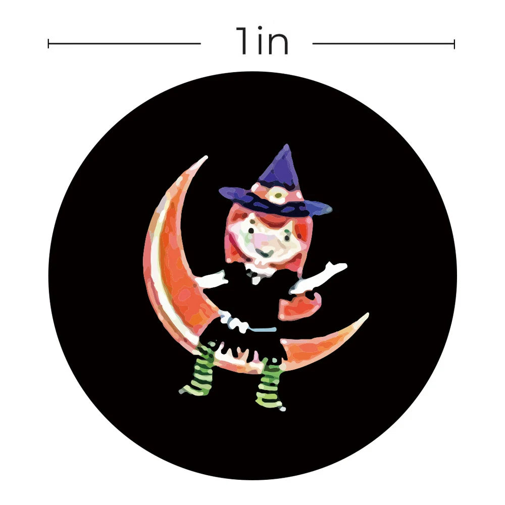 50-500pcs Halloween Stickers Round Self Adhesive Label Paper Candy Bags Stickers Package Seal Gift Packaging Sealing Crafts - Charlie Dolly