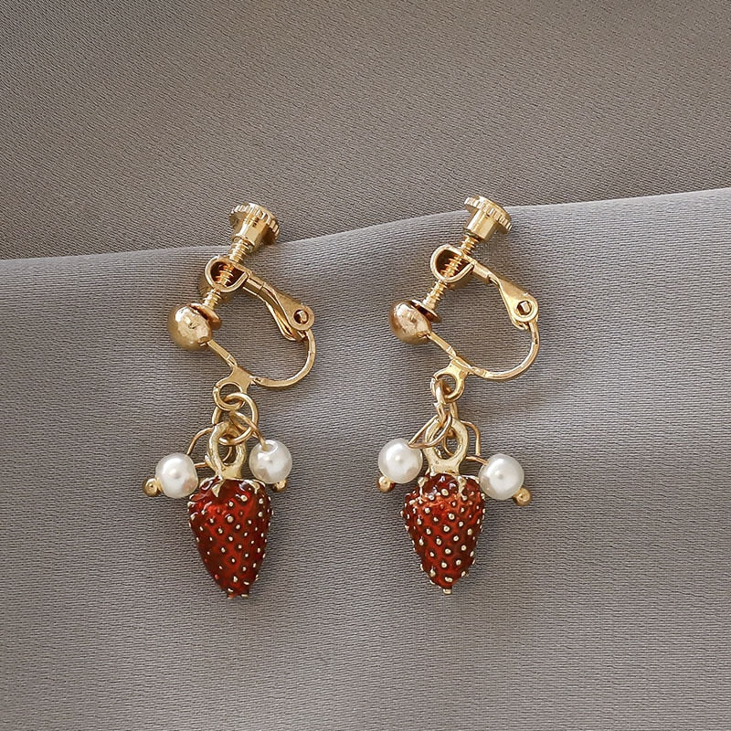 Fashion charm Creative pearl clip on Earrings Cute Handmade Earrings Womens ear clips Jewelry - Charlie Dolly
