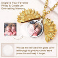 U7 Picture Sunflower Locket for Women Customized Photo Memory Locket Necklace - Charlie Dolly