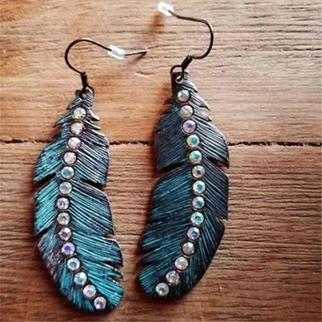 Green Enamel Coconut Leaf Pearl Drop Earrings Jewelry