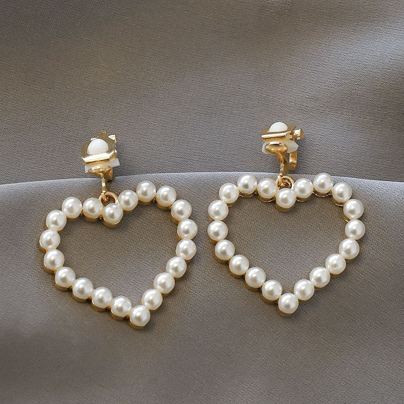 Fashion charm Creative pearl clip on Earrings Cute Handmade Earrings Womens ear clips Jewelry - Charlie Dolly