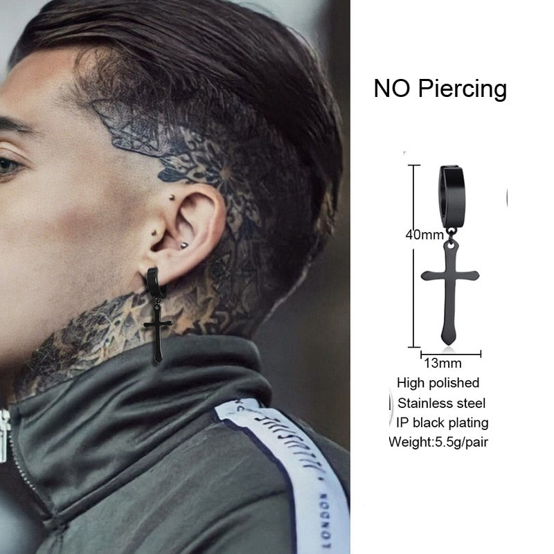 IRREGULAR TRIANGLE LONG CHAIN CUFF EARRING FOR MEN UNISEX JEWELRY ROCK THE COOLEST CONCH HOOP CLIP PIERCING WITHOUT PIERCING - Charlie Dolly