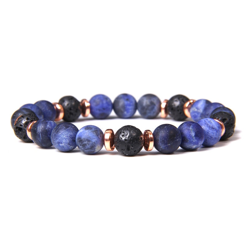 Natural Pink Zebra Stone Beads Bracelet 8mm Lava Volcanic Beaded Charm Bracelet Yoga Jewelry for Women Men Friendship Bracelet - Charlie Dolly