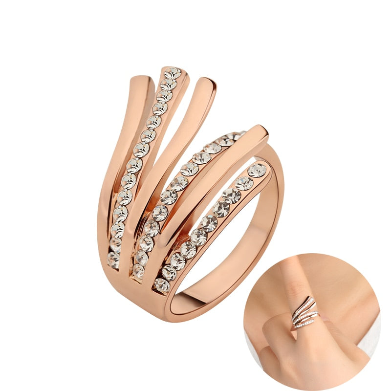 Fashion Enamel Metal Gold Rings Unique Fine Jewelry Scarves Pink Black Painted Flower Ring Gifts For Women Girls Perfect Quality - Charlie Dolly
