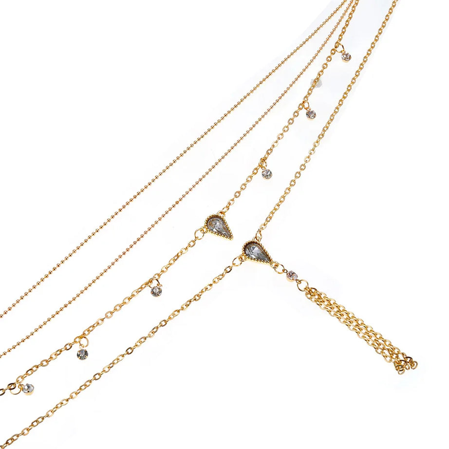 Crystal Water Drop Multilayer Necklace Jewelry