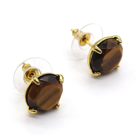 Crystal Stud Earrings for Women Girls Waterdrop Round Oval Shape Natural Lapis Lazuli Amethyst Faceted Stone Earring Jewelry - Charlie Dolly