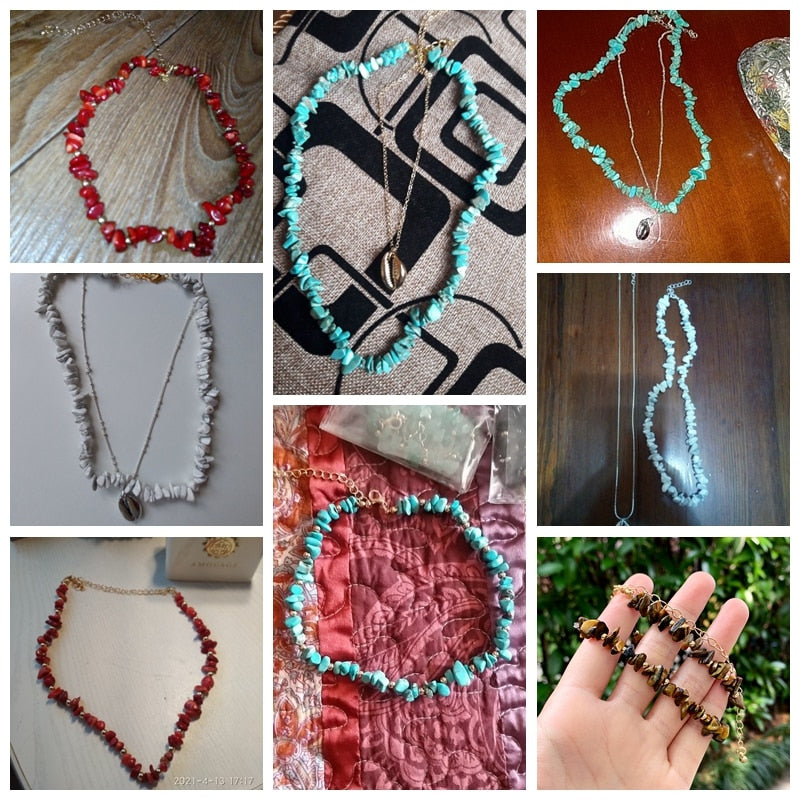 Bohemian Multilayer Necklace Rhodonite Blue Stone Red Coral Handmade Necklaces for Women Shell Pendant Necklace Party Jewelry - Charlie Dolly