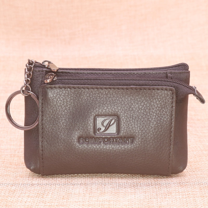 Casual 100% Genuine Leather Coin Purses Wallets For Women And Men Clutch Card Holder Pouch Female Money Pocket Zipper Key Bags - Charlie Dolly