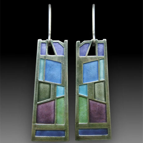 Green Enamel Coconut Leaf Pearl Drop Earrings Jewelry