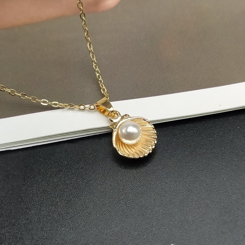Trendy Summer Shell Imitation Pearl Pendant Necklace For Women Fashion Collar Neck Jewelry Wholesale Dropshipping - Charlie Dolly