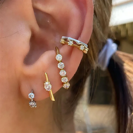 Gold Plated Cubic Zirconia Stud Earrings Jewelry