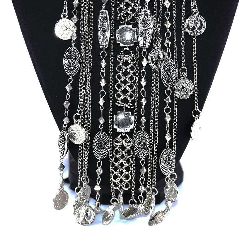 Coin Maxi Collar Tassel Choker Necklace Jewelry