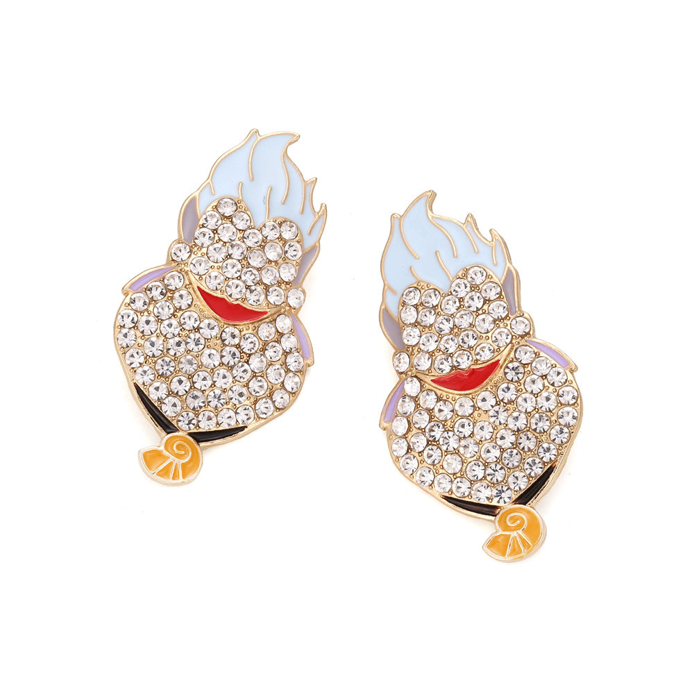 Exaggerated Rhinestone Characters Earrings for Woman 2023 Halloween Earrings Jewelry Party Casual - Charlie Dolly
