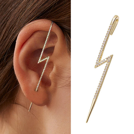 Gold Zirconia Ear Crawler Climber Earrings Jewelry