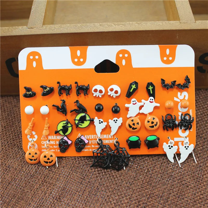 Nightmare Before Christmas Halloween Earrings Punk Skeleton Pumpkin Car Funny Cute Samll Stud Earrings Jewelry Aretes De Mujer - Charlie Dolly