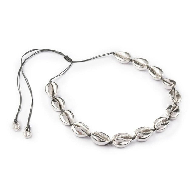 Boho semi-precious gemstone flower beads and mini faceted rondelle zircon crystal beads Scallop Conch shells Necklace - Charlie Dolly