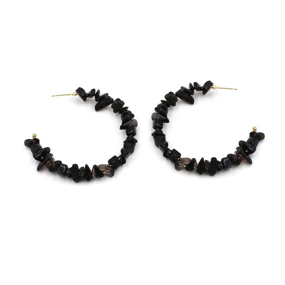 Design Natural Stone Broken Bead Hoop Earring Bohemian Beach Fashion Earring For Women Party Jewelry Gift - Charlie Dolly