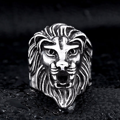 BEIER Punk Male Female Lion Heads Finger Stainles Steel Animal Rings For Men And Women Vintage Personality product BR8-676