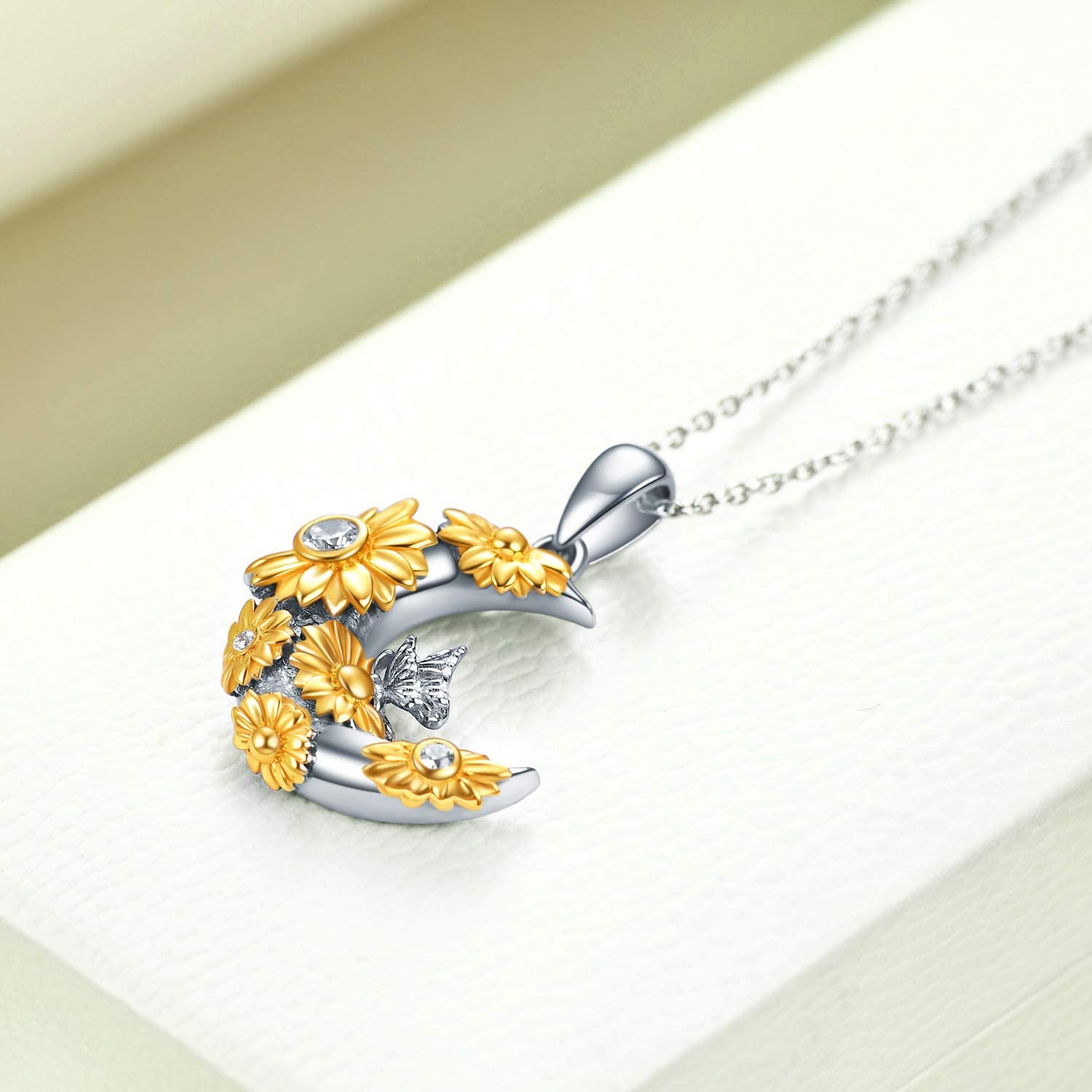 Rose Valley Sunflower Pendant Necklace for Women Moon Pendants Fashion Jewelry Girls Gifts YN049 - Charlie Dolly