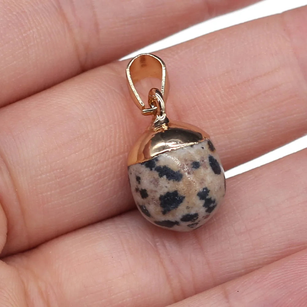 2pc Natural Stone Pendants Reiki Heal Small Round Lapis lazuli Opal for Trendy Jewelry Making Necklace Earrings Gift